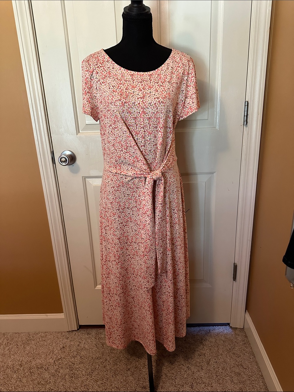 Perceptions Pink Floral Tie-Waist Maxi Dress